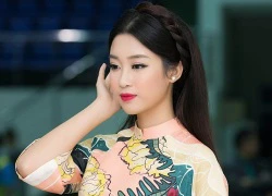 Hoa hậu Mỹ Linh e ấp với tóc tết vương miện