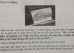 Lời nhắn xin lỗi vì làm bể kính xe vào đề kiểm tra học kỳ