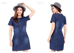 Đầm denim cổ thêu họa tiết ĐAN CHÂU 1363 SID58110