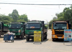 Dân chặn hơn 50 xe tải chở đất vào khu công nghiệp