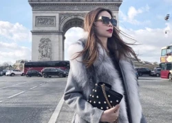 Hồ Ngọc Hà khoác áo choàng lông trên đường phố Paris