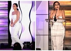 Kim Kardashian khoe thân hình 'đồng hồ cát' quyến rũ với đầm trắng