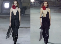 Người mẫu tuột áo, hở ngực trong show Saint Laurent