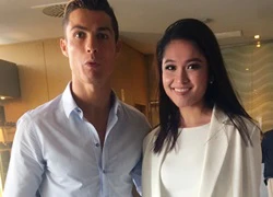 Á hậu Thùy Dung được danh thủ C. Ronaldo ôm eo ở Tây Ban Nha