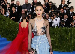 Siêu mẫu Trung Quốc diện áo xuyên thấu trên thảm đỏ Met Gala