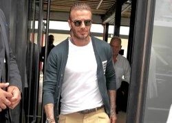 Becks và con trai đầu tóc bóng bẩy đi sự kiện