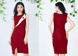 Đầm body phối màu sang chảnh kèm phụ kiện SID64346