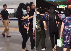 Mẹ chồng 'tháp tùng' Angelababy đưa em bé về quê ngoại