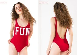 Swimsuit in chữ FUN CAN DE BLANC H17F8002 SID63866