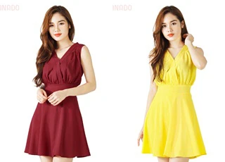 Đầm xòe cổ chéo nhúng eo SID64737