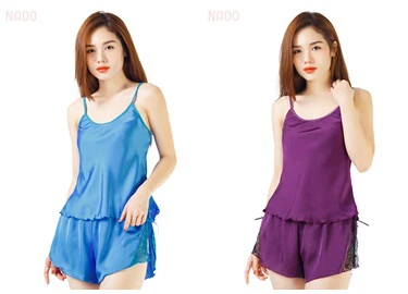 Bộ short mặc nhà phối ren xẻ tà cá tính B274 SID65300