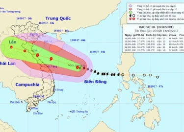 Bão số 10 bắt đầu tăng cấp, hướng thẳng về Nghệ An-Quảng Trị