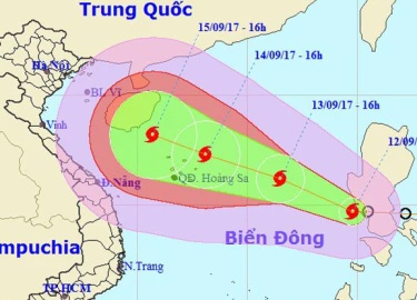 Bão số 10 đang hướng vào đất liền Việt Nam