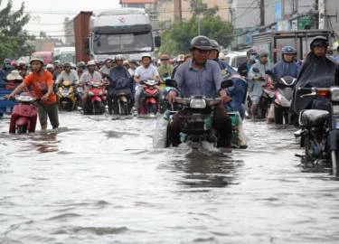 Bão số 10 khiến đường Sài Gòn ngập sâu, Biên Hòa thành "sông"