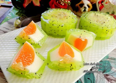 [Chế biến] - Lạ miệng với bánh Trung thu thạch phô mai kiwi