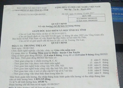 Giám đốc BHXH Hà Tĩnh nói gì về lương hưu cô giáo 1,3 triệu đồng?