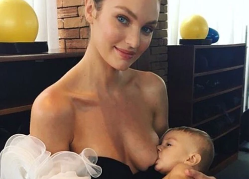 'Thiên thần nội y' Candice Swanepoel đăng ảnh cho con trai bú