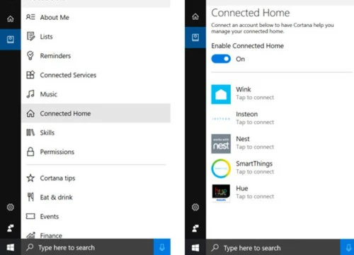 Cortana điều khiển thiết bị gia dụng thông minh trên Windows 10