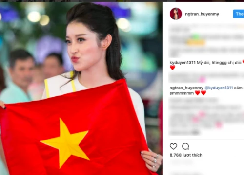 Kỳ Duyên gây chú ý khi động viên Huyền My thi tốt tại Miss Grand International 2017