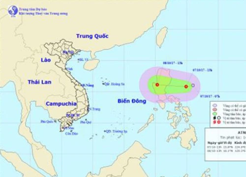 Mưa giông, gió mạnh trên Biển Đông do ảnh hưởng của áp thấp nhiệt đới