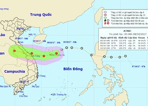 Áp thấp nhiệt đới di chuyển thần tốc, nhắm thẳng Quảng Bình-Đà Nẵng