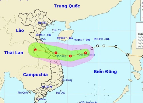 Chiều tối nay áp thấp nhiệt đới vào các tỉnh Quảng Bình - Đà Nẵng