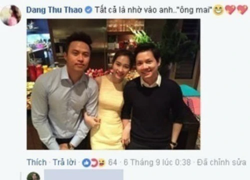 Hoa hậu Đặng Thu Thảo công khai cảm ơn "ông tơ" đã mai mối cô với Trung Tín