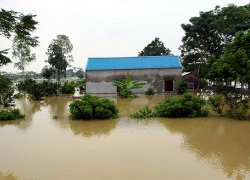 Chương Mỹ - Hà Nội: Làng mạc biến thành sông, dân vật lộn trong biển nước