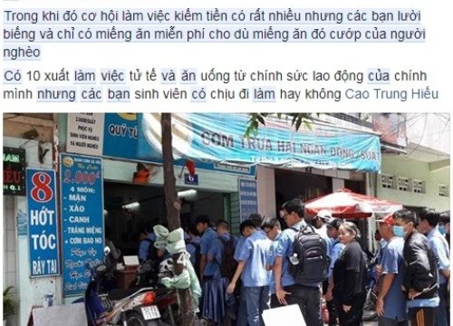 Sinh viên ăn cơm 2.000 đồng là mất đi lòng tự trọng?!