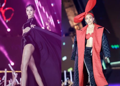 Hoàng Thùy, Mâu Thủy cạnh tranh vẻ sexy trên sàn catwalk