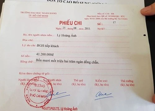 Kỳ lạ tờ phiếu chi ghi tiền triệu để tiếp cán bộ Ngân hàng nhà nước