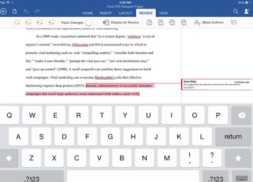 Microsoft triển khai Learning Tools đến Word cho iPad