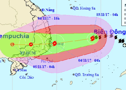Bão Damrey mạnh thêm, hướng vào Khánh Hòa - Ninh Thuận