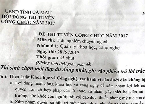 Vụ lộ đề thi công chức ở Cà Mau: Kỷ luật phó chánh văn phòng thanh tra