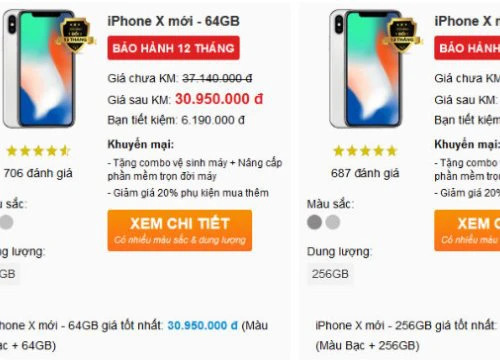 iPhone X giảm giá mạnh tại Việt Nam, tụt mốc 30 triệu đồng