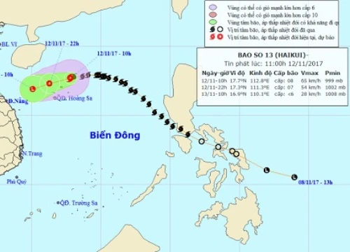 Bão số 13 đuối dần, khả năng tan ngay trên biển