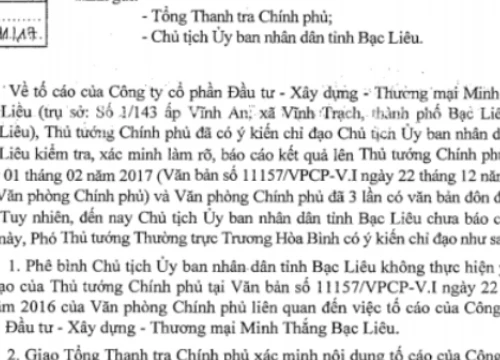 Bạc Liêu thông tin nguyên nhân Chủ tịch tỉnh bị phê bình