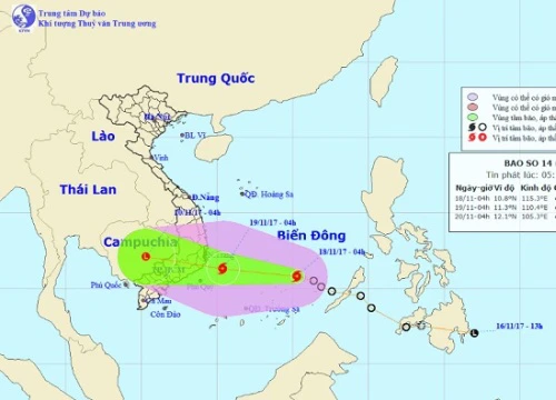 Bão số 14 di chuyển siêu nhanh, nhắm thẳng Khánh Hòa-Bình Thuận