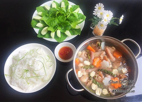 [Chế biến] - Lẩu đuôi heo tiêu xanh hấp dẫn cuối tuần