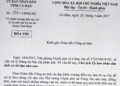 Cách chức Phó Thủ trưởng cơ quan cảnh sát điều tra Công an tỉnh Cà Mau