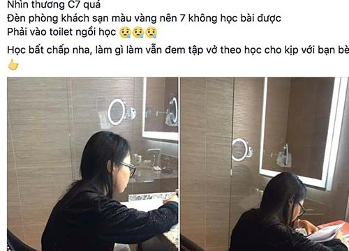 Phương Mỹ Chi ngồi toilet khách sạn học bài, fan nhói lòng