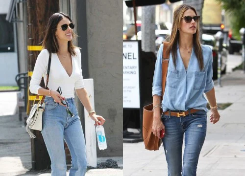 Biến hóa trang phục denim như thiên thần nội y Alessandra Ambrosio