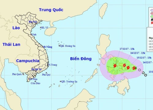 Bão giật cấp 10 đang tiến vào Biển Đông