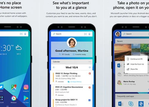 Microsoft Launcher điều chỉnh giao diện người dùng