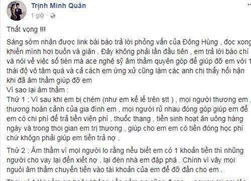 Minh Quân thất vọng vì Đông Hùng nói về tiền giúp đỡ với thái độ vô tâm