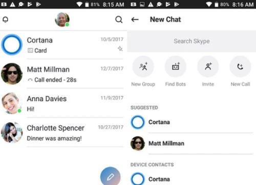 Skype cho Android cập nhật thiết kế mới