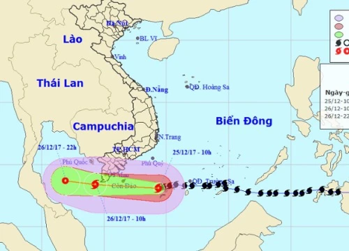 Bản tin bão 12h: Bão Tembin gió giật cấp 13, hướng về phía Cà Mau Kiên Giang