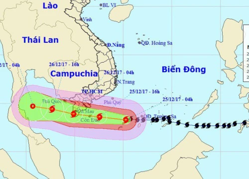 Đêm nay bão số 16 vào đất liền các tỉnh Bà Rịa - Vũng Tàu đến Cà Mau