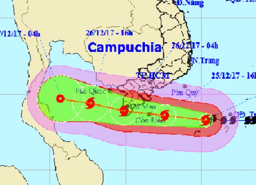 Đêm nay bão Tembin vào Cà Mau