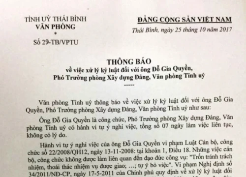 Nguyên cán bộ văn phòng Tỉnh ủy bị khởi tố